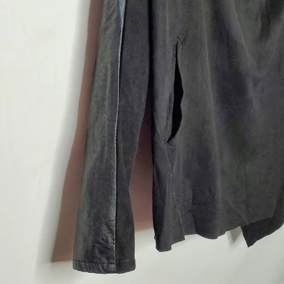 BLANKNYC Drape Front Oversized Jacket Size S Faux Leather Sleeves Lagenlook Chic - Picture 8 of 14